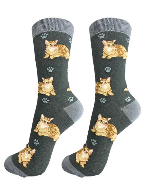 Orange Tabby Cat Fun Novelty Crew Dog Socks
