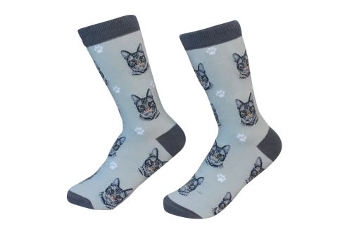 Silver Tabby Cat Fun Novelty Crew Dog Socks