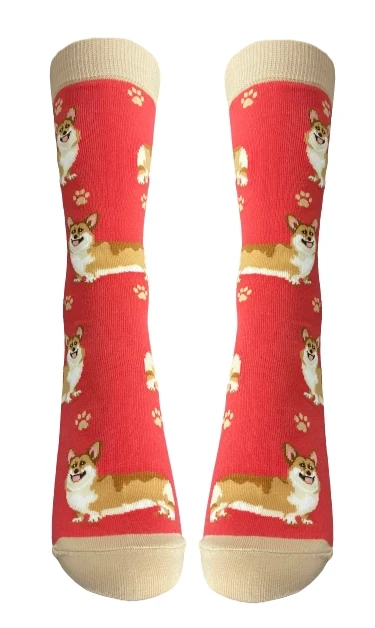 Welsh Corgi Fun Novelty Crew Dog Socks