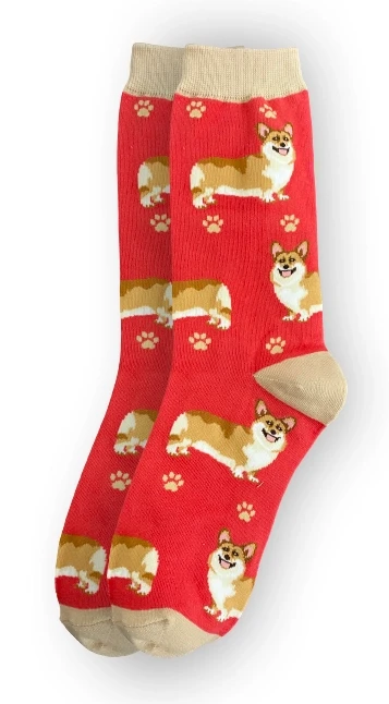 Welsh Corgi Fun Novelty Crew Dog Socks
