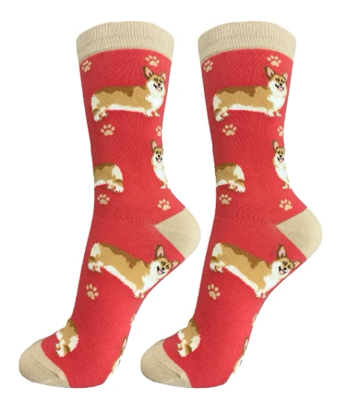Welsh Corgi Fun Novelty Crew Dog Socks