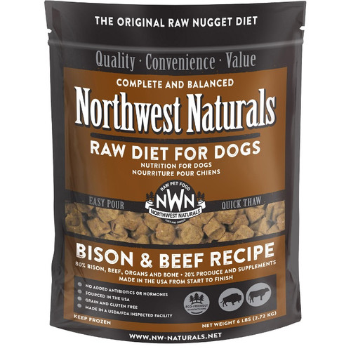 Northwest Naturals Frozen Raw Dog Food Bison & Beef Recipe Nuggets 6 lbs