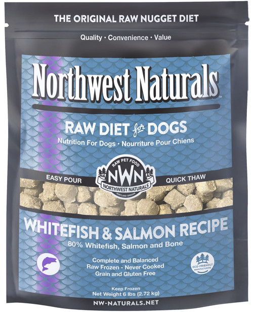 Northwest Naturals Frozen Raw Dog Food Whitefish/Salmon Recipe Nuggets 6lb
