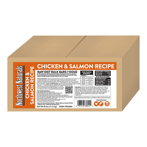 Northwest Naturals Frozen Raw Dog Food Chicken & Salmon Recipe Bulk Bars 25lb