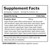 Close-up of Nature Wins Poop Assist supplement facts – full list of plant based ingredients. Made with organic ingredients.