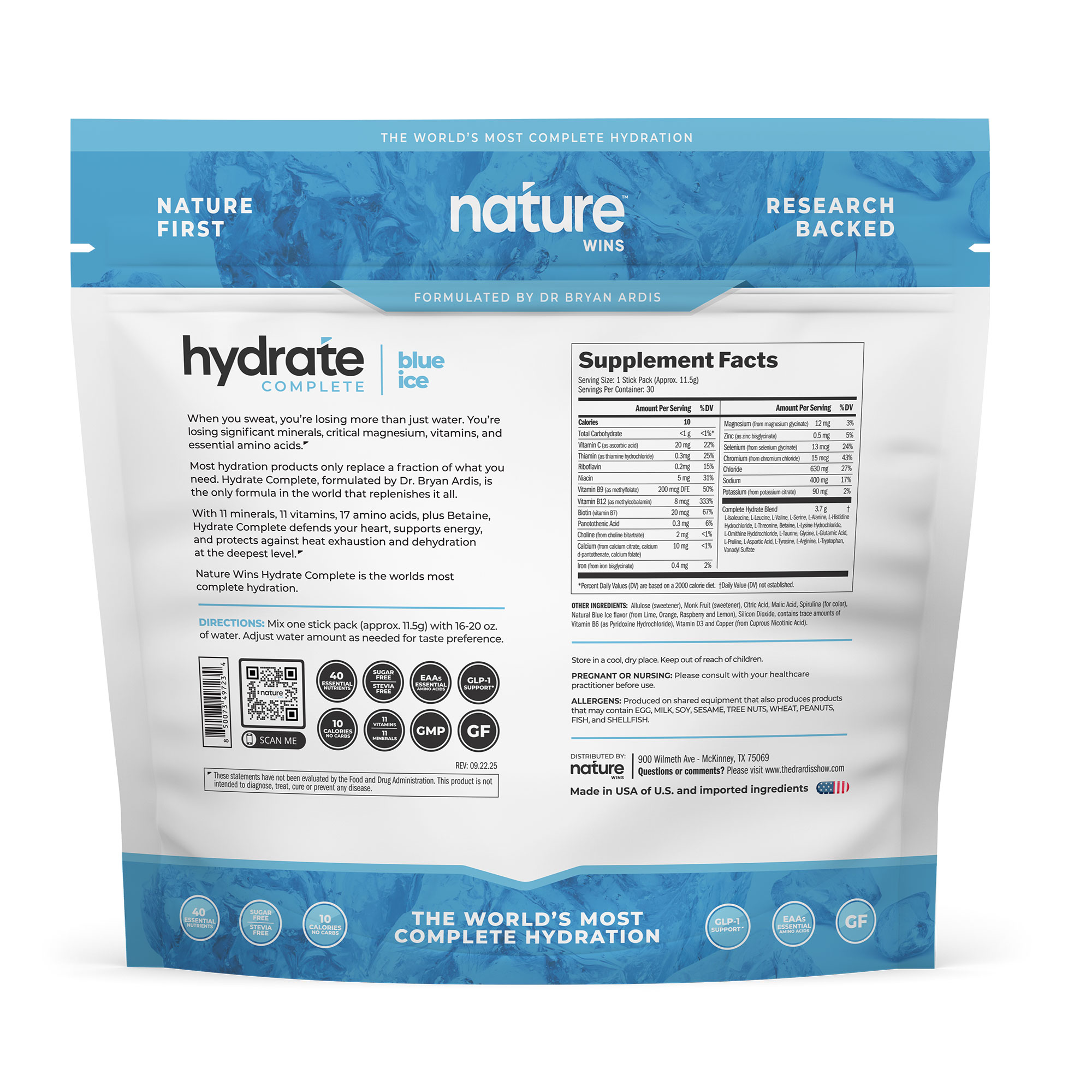 Nature Wins Hydrate Complete (Blue Ice) (30 Servings)