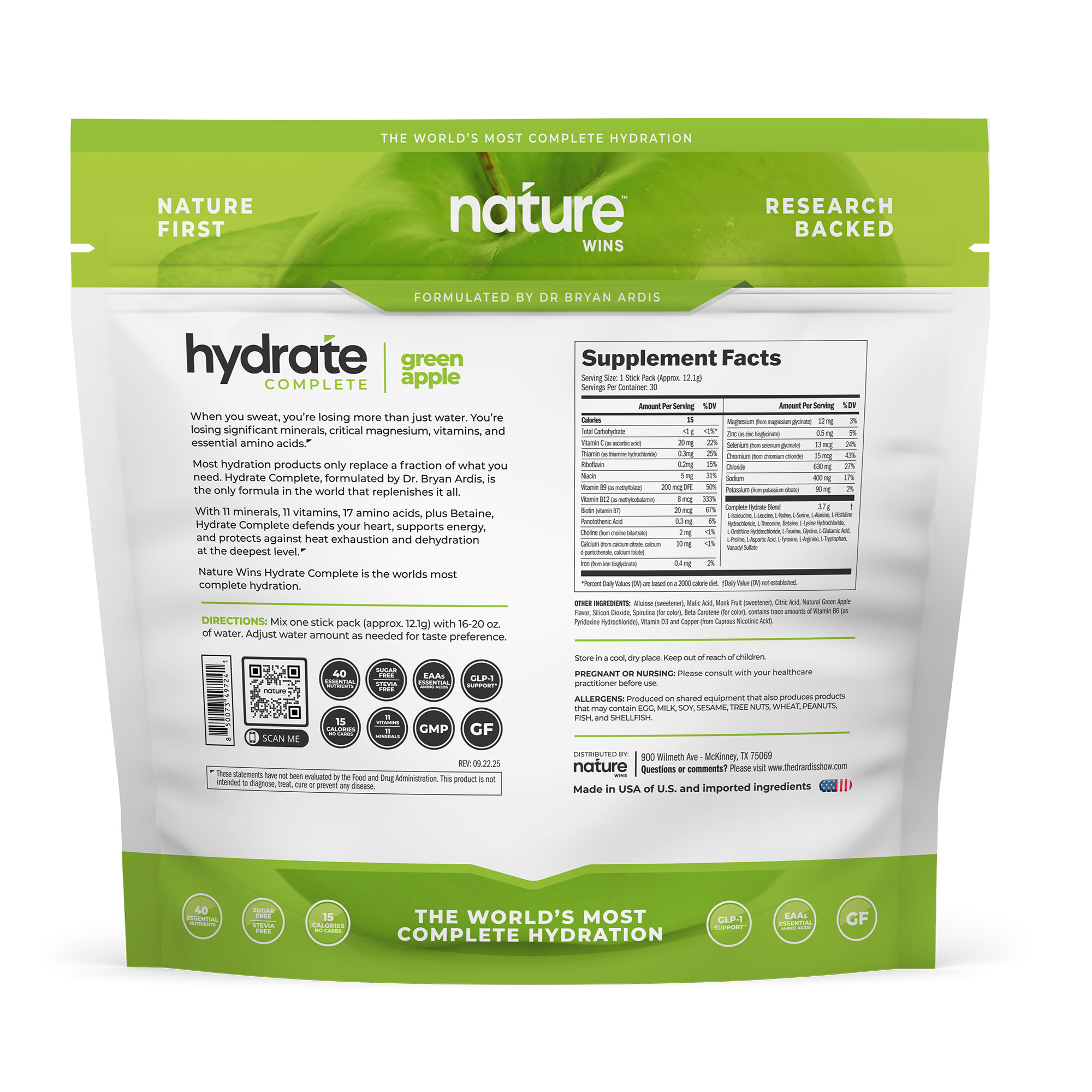 Nature Wins Hydrate Complete (Green Apple)  (30 Servings)