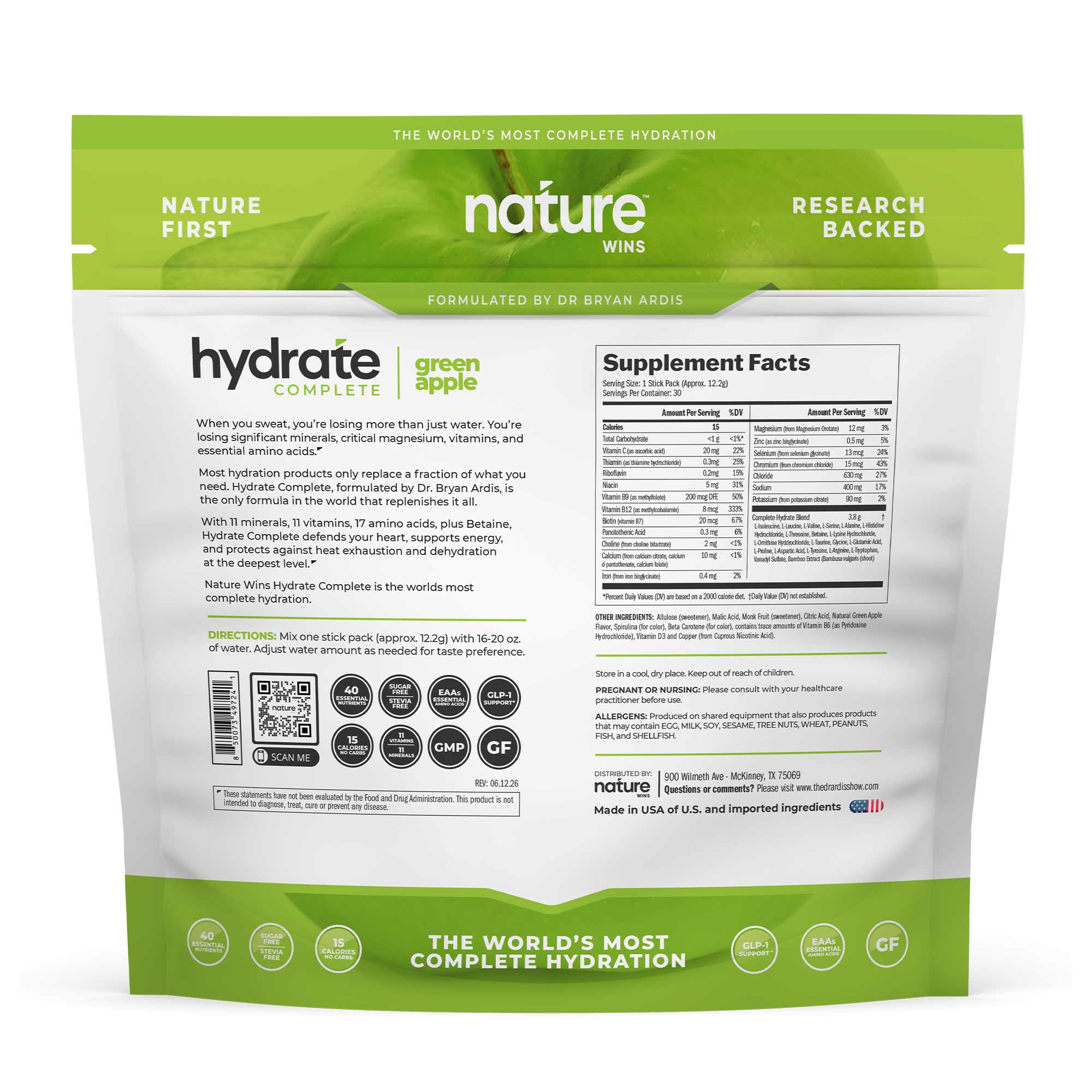 Green Apple — bag back / ingredients label