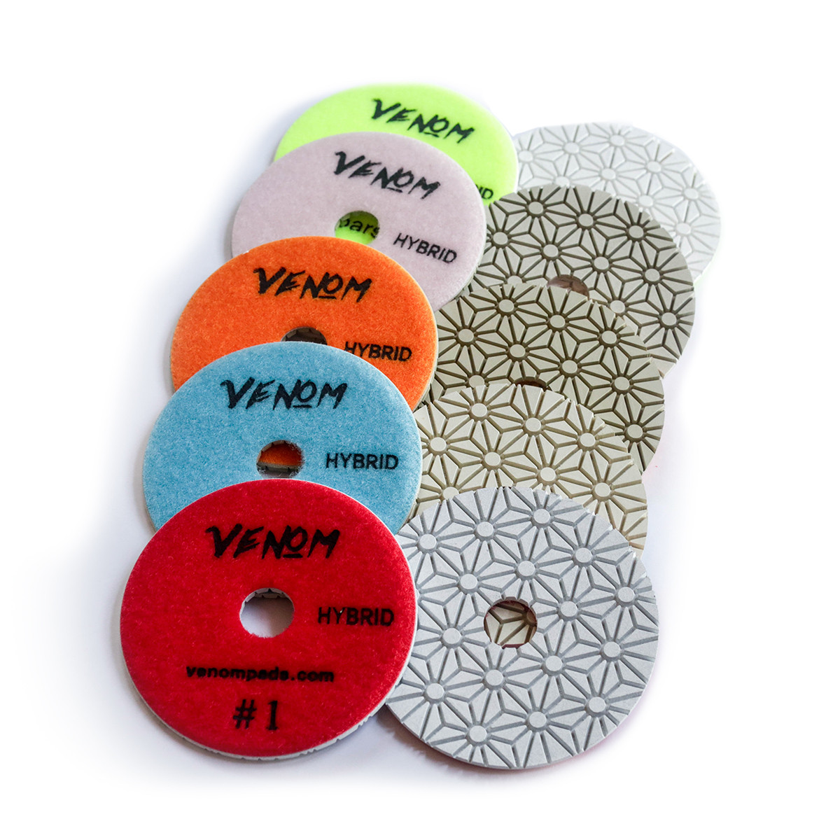 4 Inch Venom Hybrid 3-Step Diamond Polishing Pads for Quartz