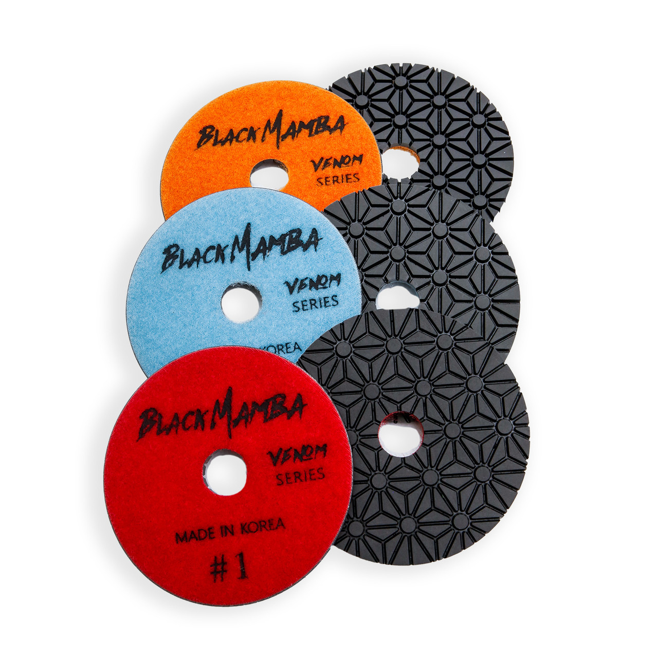 Venom Black Mamba 3-Step Diamond Polishing Pads for Dark Quartz