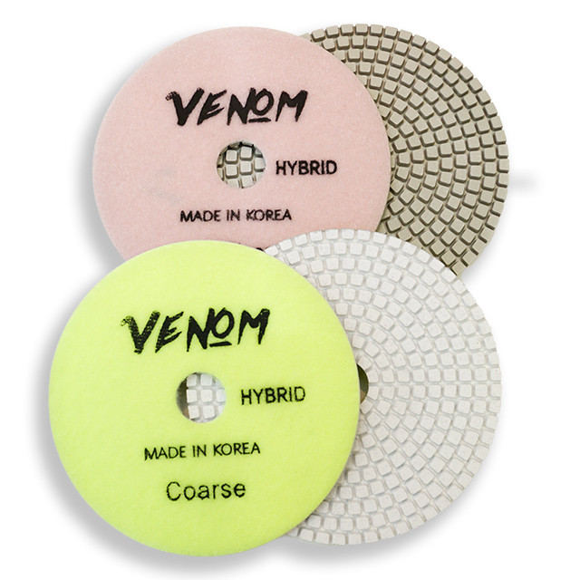 Venom Hybrid 3-Step Diamond Polishing Pads for Quartz & Stone | Venom