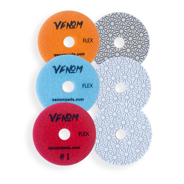Venom Flex 3-Step Diamond Polishing Pads for Granite, Quartz
