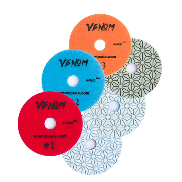 Venom Hybrid Pro Diamond Polishing Pads for Quartz, Quartzite