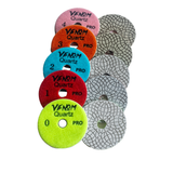 Venom Quartz PRO Ceramic 3-Step Diamond Polishing Pads for Quartz, Granite, Quartzite, Dekton & Natural Stone – 4 Inch