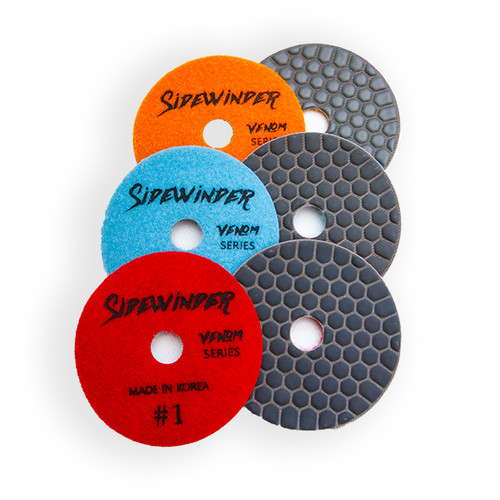 Sidewinder DRY Venom Step Diamond Polishing Pads 4" velcro