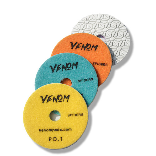 Venom Spider 3-Step Diamond Polishing Pads for Quartz, Quartzite & Dekton – 4 Inches
