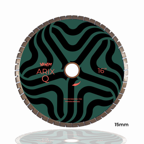 16" Venom Experience ARIX Bridge Saw Blade for Granite and Quartzite- 3 Segment Hieghts 16" Venom Experience ARIX Bridge Saw Blade for Granite and Quartzite- 3 Segment Hieghts