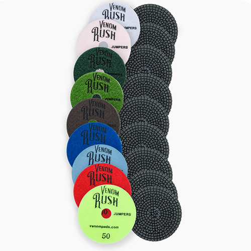 Venom Rush Black Mamba Diamond Polishing Pads for Dark Quartz, Quartzite & Stone – 4 Inches