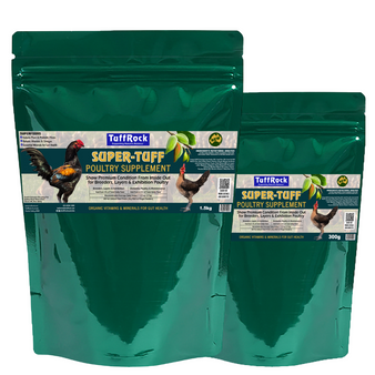 Organic poultry supplement with calcium, vitamins and minerals to improve fertility, egg quality and shell strength.