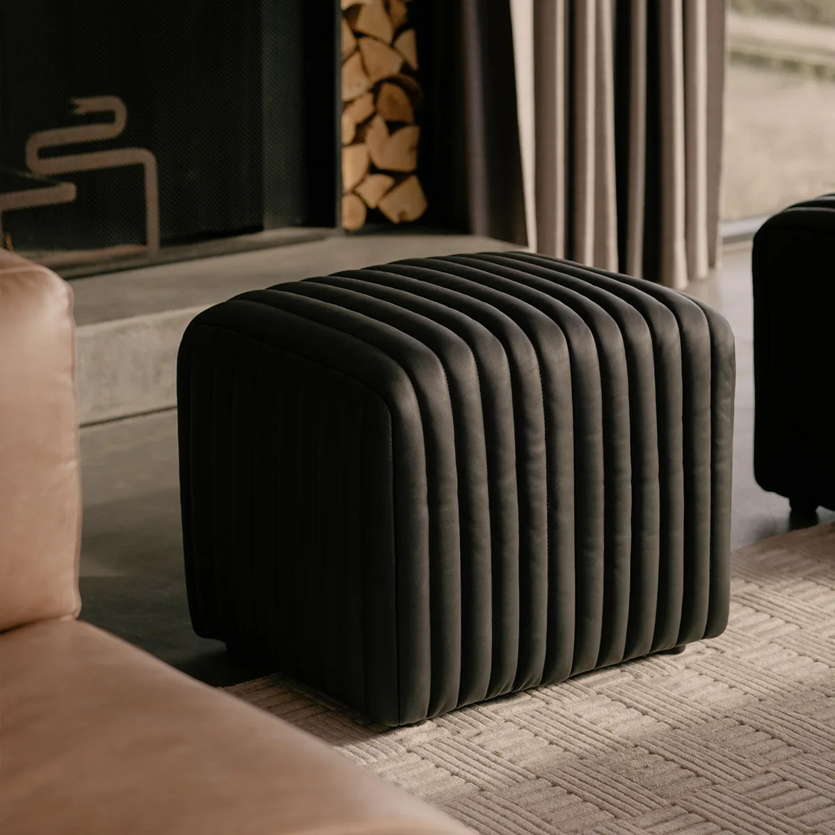 Rosetta Leather Ottoman