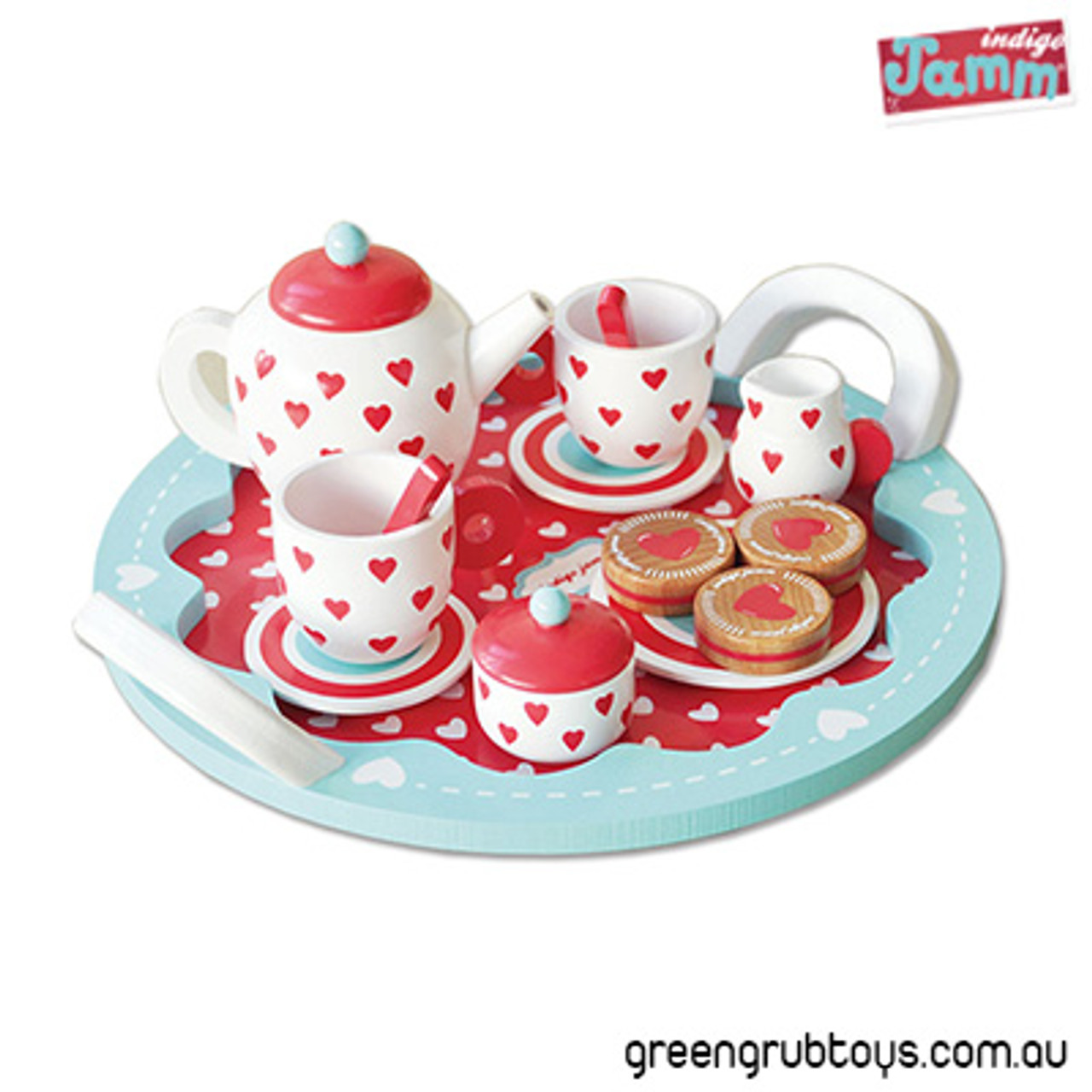 indigo jamm hearts tea set