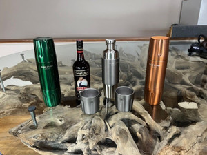 Designed to be shared, the Firelight 750 transports your favorite whiskey or cocktail to any cheers-worthy adventure.
This 3-piece bar set includes two 6-shooter tumblers and a 750ml vacuum insulated flask — enough to fit an entire fifth of your favorite spirit or a full bottle of wine… to share, and cheers, of course.
The 6-shooter tumblers secure to your flask using our magnetic lock system (patent-pending) and the vacuum insulation keeps your spirits at a preferred drinking temperature right in your pack. The tumblers are double-walled, so it works great for both hot and cold beverages. Designed to be shared, the Firelight 750 transports your favorite whiskey or cocktail to any cheers-worthy adventure.
This 3-piece bar set includes two 6-shooter tumblers and a 750ml vacuum insulated flask — enough to fit an entire fifth of your favorite spirit or a full bottle of wine… to share, and cheers, of course.
The 6-shooter tumblers secure to your flask using our magnetic lock system (patent-pending) and the vacuum insulation keeps your spirits at a preferred drinking temperature right in your pack. The tumblers are double-walled, so it works great for both hot and cold beverages.