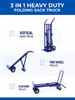 3 in 1 Heavy Duty Folding Solid Wheel Sack Truck - 200kg Capacity