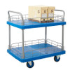 Proplaz Blue Two Tier Trolley with Wire Surround - 300kg Capacity