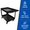 Workhorse Black Heavy Duty Multi-Purpose Trolley with 2 Trays - 250kg Capacity