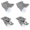 80mm Nylon Plate Castor Wheels Pack (2 Swivel, 2 Braked) - 450kg Load Capacity