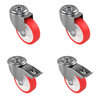 150mm Polyurethane Nylon Bolt Hole Castor Wheels Pack (2 Swivel, 2 Braked) – 700kg Load Capacity