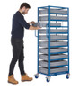 Apollo Single Width Ten Tray Rack Trolley with 24 Litre Containers - 250kg Capacity