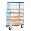Loadtek 5 Tier Large Shelf Truck with Mesh Superstructure, Hinged Doors and Drawbar Handle - 500kg Capacity