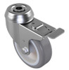 75mm Grey Rubber Bolt Hole Swivel Braked Castor Wheel - 50kg Load Capacity 