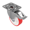 100mm Polyurethane Nylon Plate Swivel Braked Castor Wheel - 180kg Load Capacity