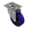 150mm Blue Elastic Rubber 75 Shore A Plate Swivel Castor Wheel - 300kg Load Capacity