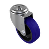 150mm Blue Elastic Rubber 75 Shore A Bolt Hole Swivel Castor Wheel - 300kg Load Capacity
