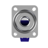 80mm Blue Elastic Rubber 75 Shore A Plate Swivel Castor Wheel - 100kg Load Capacity