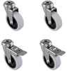 75mm Grey Rubber Bolt Hole Castor Wheels Pack (2 Swivel, 2 Braked) - 165kg Load Capacity