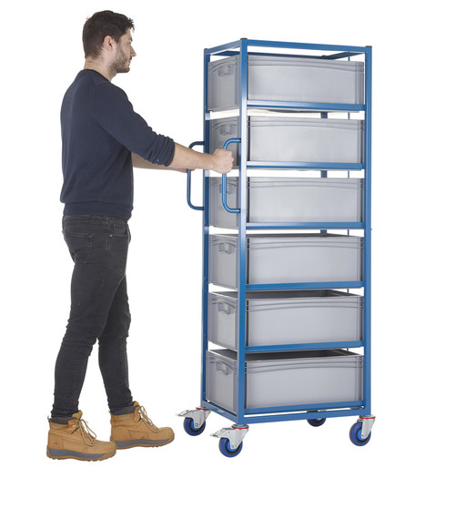 Apollo Single Width Six Tray Rack Trolley with 44 Litre Containers ...