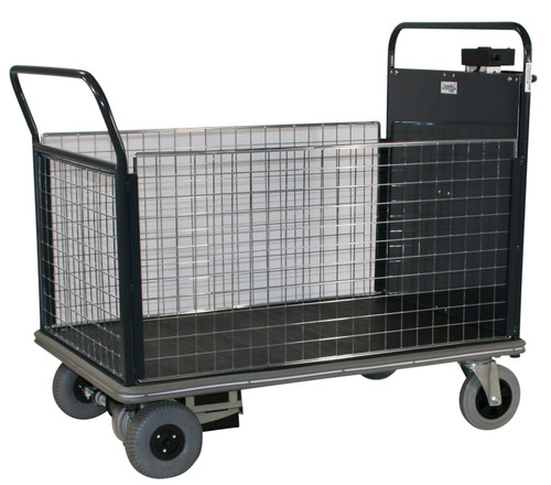 Apollo Small Powered Platform Truck - 600kg Capacity - Steel End with Mesh End & 2 Mesh Sides