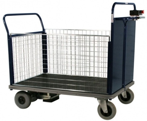 Apollo Large Powered Platform Truck - 600kg Capacity - Steel End with Mesh End & 2 Mesh Sides