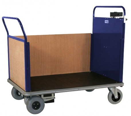Apollo Large Powered Platform Truck - 600kg Capacity - Steel End With Timber End & 1 Timber Side