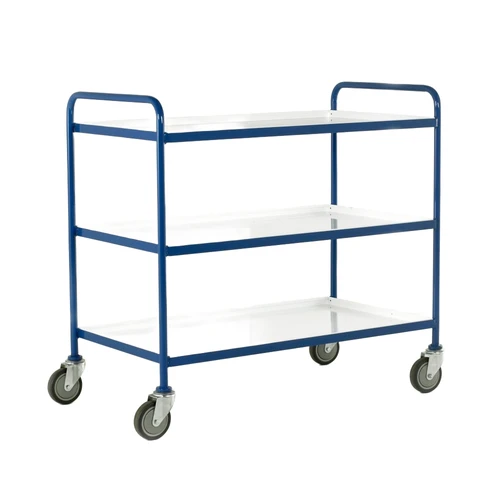 Loadtek Large 3 Tier Tray Trolley with White Epoxy Coated Shelves - 150kg Capacity