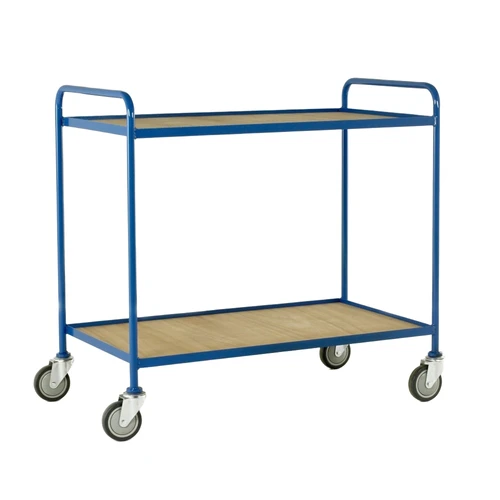 Loadtek Large 2 Tier Tray Trolley with Fixed Plywood Epoxy Coated Shelves - 150kg Capacity