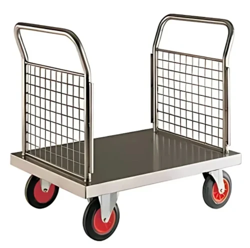 Loadtek Stainless Steel Small Platform Trolley with Double Mesh Ends - 500kg Capacity