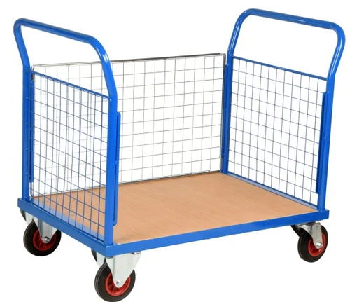 Loadtek 500 Series Large Platform Truck with Three Mesh Ends - 500kg Capacity