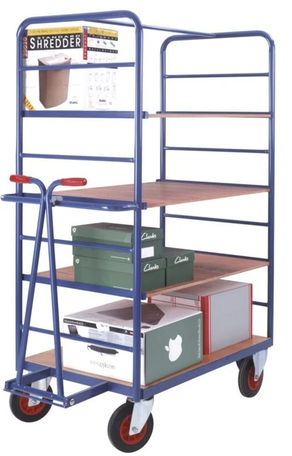 Loadtek 4 Tier Medium Shelf Truck Trolley with Drawbar Handle - 500Kg Capacity