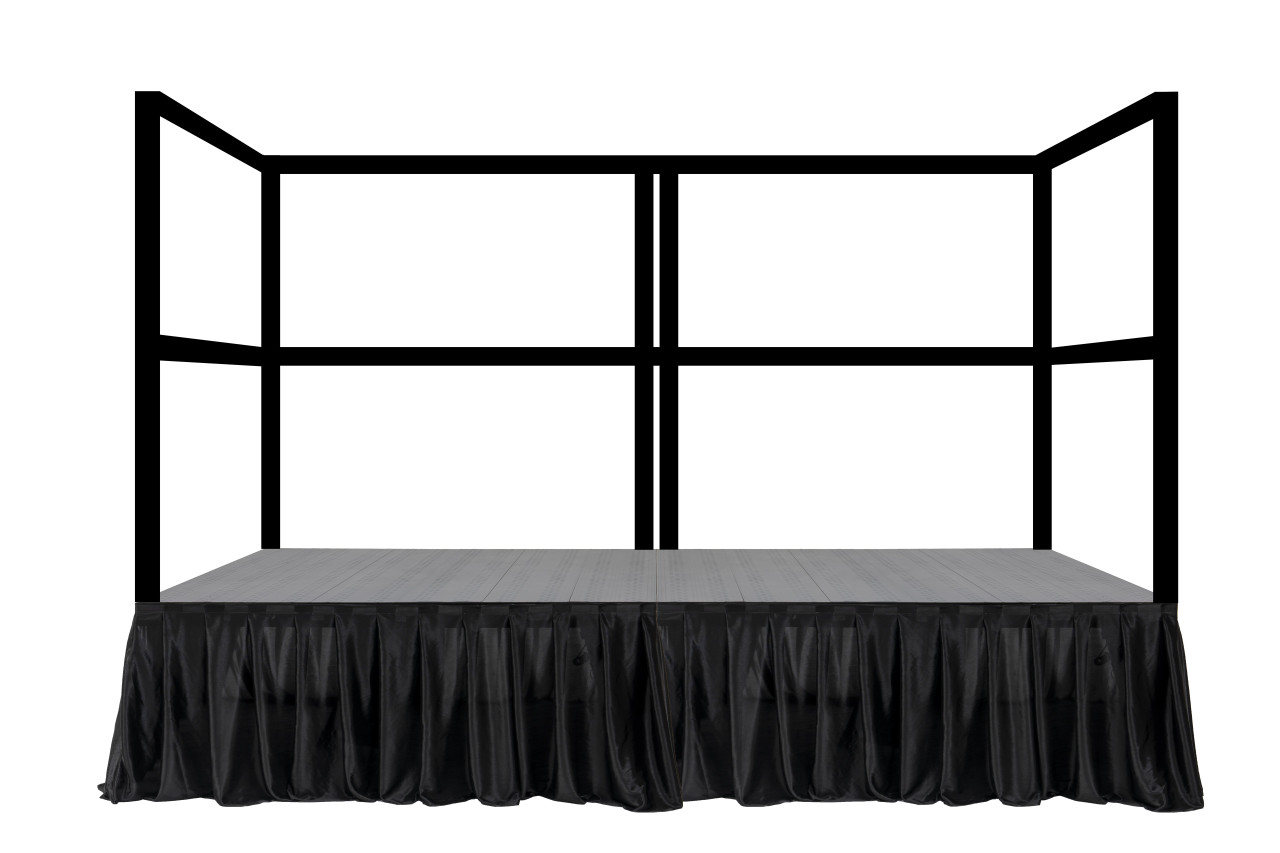 4'x8' Portable Stage with 2 Railings & 2 Skirts Set