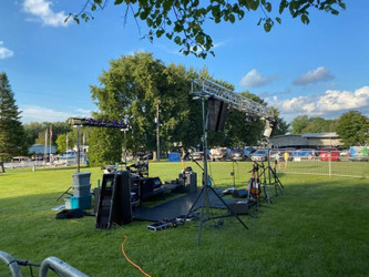  Portable Stage for a School Pep Rally, Halftime Show, or Homecoming Ceremony